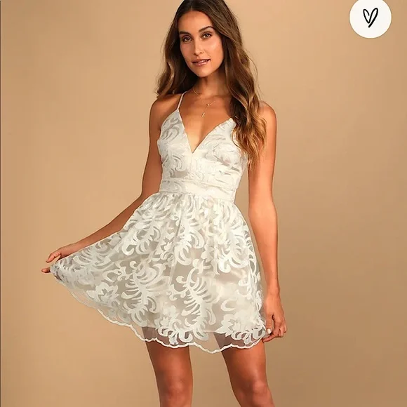 Skater Dress White Sequin Party Dress Sequin Mini Skater White Sequin  Skater Dress Lulus Dresses Lulus